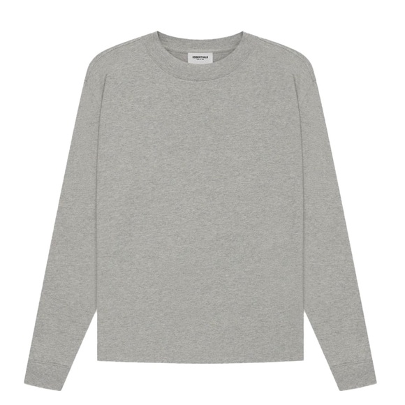 Fear of God Essentials Long Sleeve T-Shirt Dark Heather Oatmeal size Medium - Picture 2 of 8